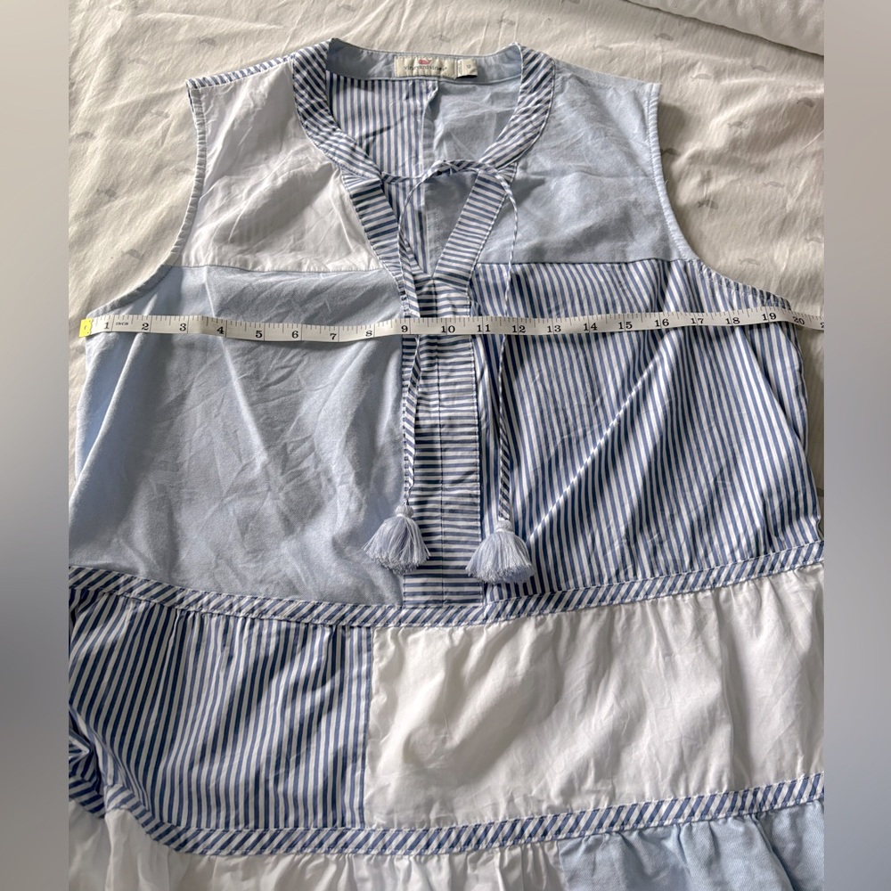 Vineyard Vines Blue & White Patchwork Sleeveless … - image 2